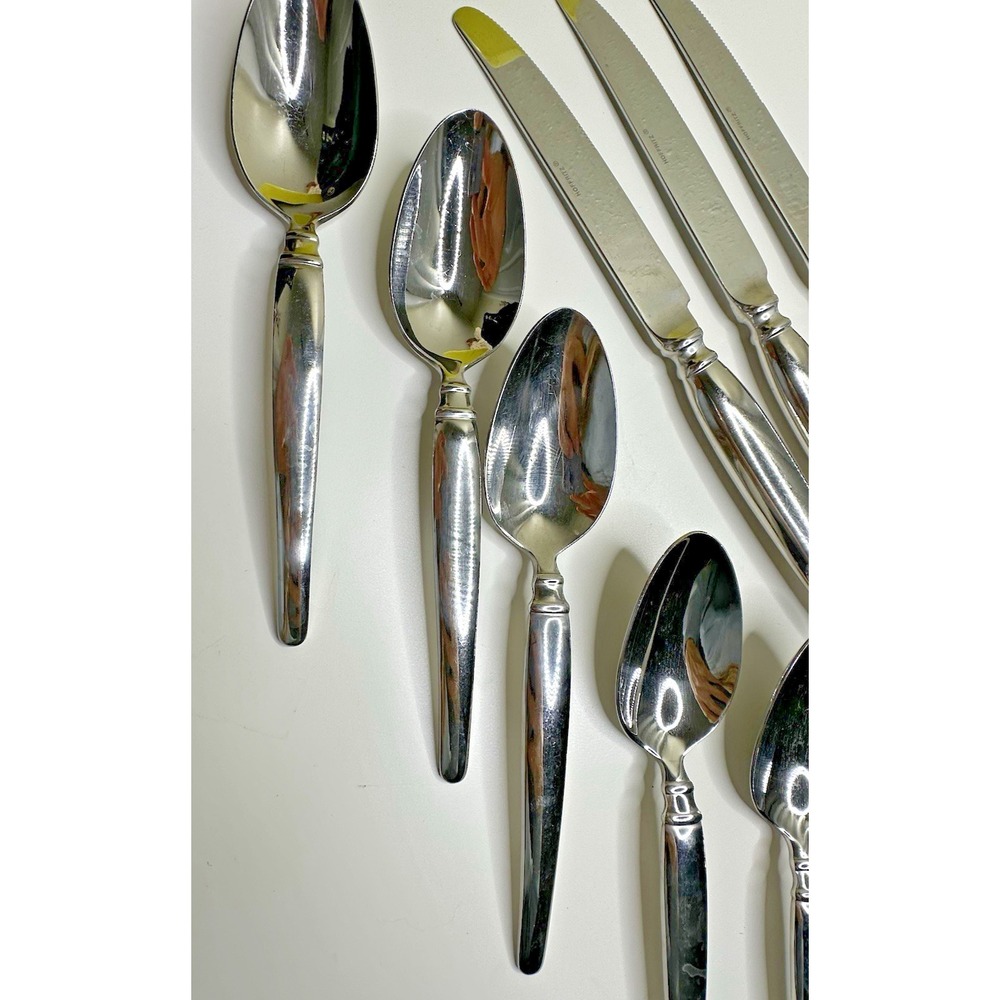 Hoffritz Orleans Glossy Stainless Flatware Knives Serving Spoons 9 pc 18/10 - Picture 2 of 8
